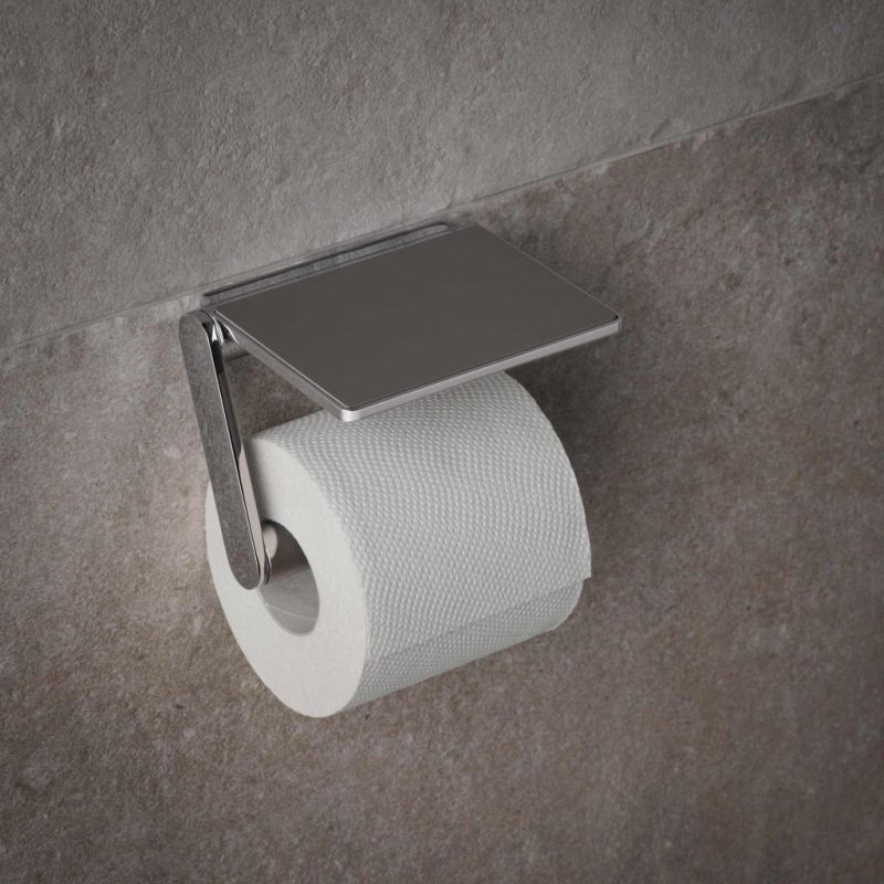 PLAN Держатель туалетной бумаги с полочкой, хром
